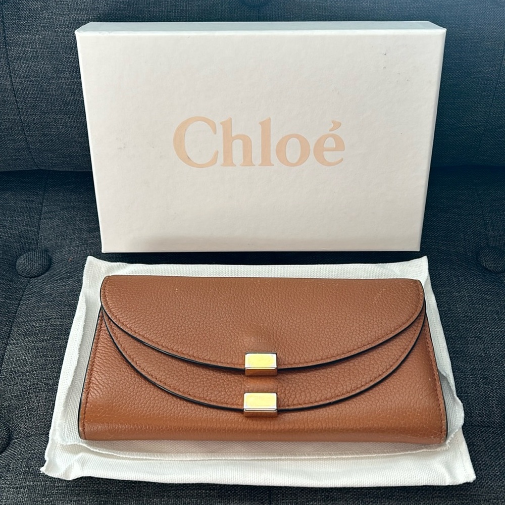 GUC Chloe Georgia Leather Double Flap Wallet